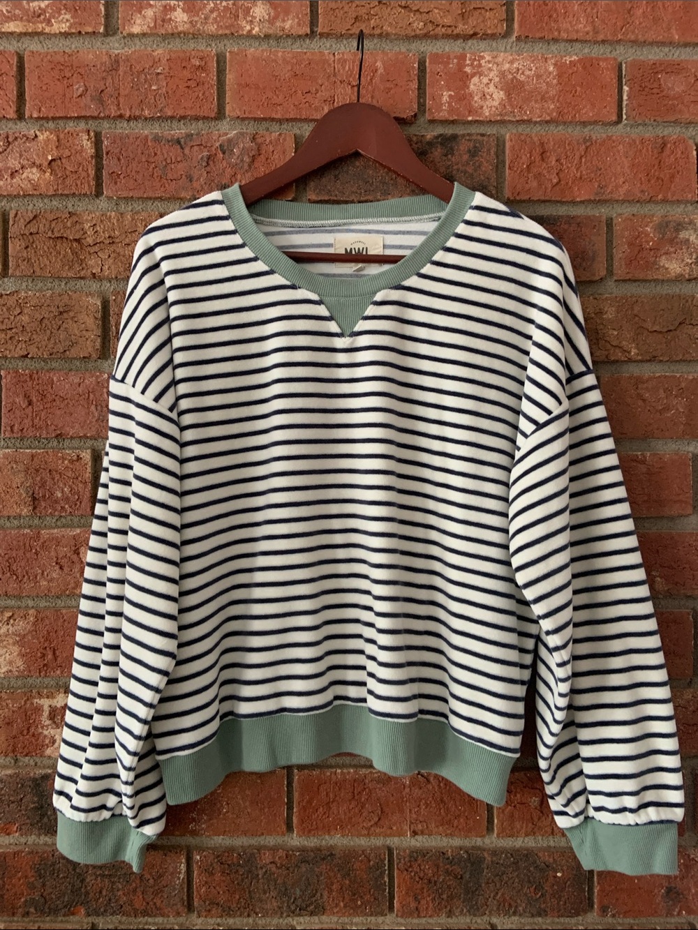 Madewell MWL Navy White Stripe Cozy Matching Lounge Sweatpants Set - Picture 4 of 10